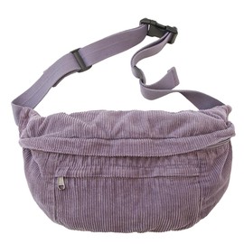Micmores Crossbody Bags for Women Men Corduroy Fanny Pack Oversize Shoulder Purse Cute Belt Bum Sling Bag for Travel Running (Purple)