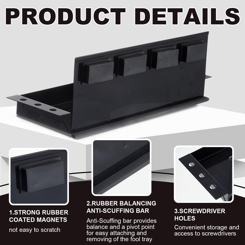 Tandefio 2 Pcs 12" Magnetic Tool Box Tray with Screwdriver