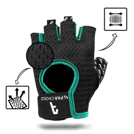 Alphachoice Training / Fitness / Strength / Bodybuilding / Sports Gloves For Women/Men Without Wrist Section For Strength Training, Weight Lifting, Black/Grey/Pink Camouflage, turquoise, XS