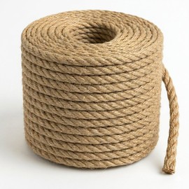 1/2 Inch x 100 Feet Natural Jute Rope, 4-Strand Twisted Hemp for Indoor Outdoor Use, Manila Rope for Home Decor, DIY Crafts, Nautical Decoration, Gardening