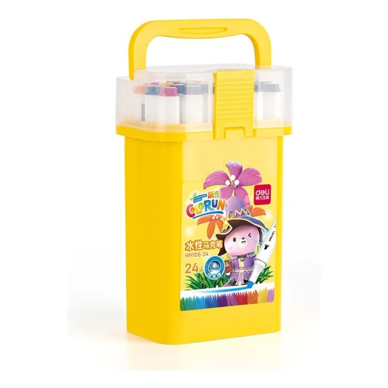 Plumones Doble Punta Cincelredonda Deli 24pz Rotulador