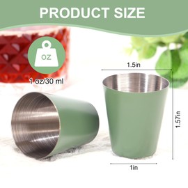 12 Pack Metal Shot Glasses 1oz Green Shot Glasses pool Shot Glasses Set Of 12 Sage Green Cups Stainless Steel Shot Glasses Small Shot Glasses For Bar Party Cocktail Restaurant Barware Gift (1.5 Inch)