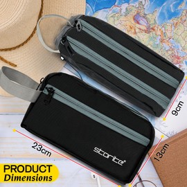 Storite Polyester Multi-Pocket Toiletry Bag for Men & Women, Travel Pouch for Toiletries Shaving Kit & Cosmetics, Water Resistance Pouch, Organizer Travel Pouch for Make Up - Black (23 x 9 x 13 Cm)
