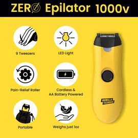 Gorilla Technique Mini Epilator 1000V, Pain Relief Roller, Facial & Body Hair Removal Device, Electric Tweezers for Women & Men, Specialized for Narrow and Sensitive Area, Korean Skin Care - 1000V