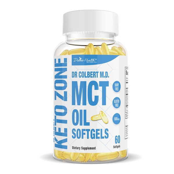 Divine Health Dr.Colbert's Keto Zone® All Natural MCT Oil Softgels 1000mg from Organic Coconuts - 60 Softgels - Ketogenic Approved