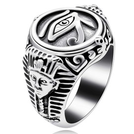 Uloveido Black Stainless Steel Band Eye of Providence Ring, All-Seeing Eye Male Rings, Biker Cool Eye Rings for Men (Size Y) Y520