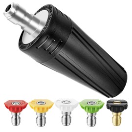 Coyardor Pressure Washer Turbo Nozzle, 360° Rotating Power Washer Tips, 3400 PSI with 1/4" Quick Connect, 5 Spray Nozzle Tips Replacement For Ryobi, Karcher, Greenworks, and More (4.0 GPM)
