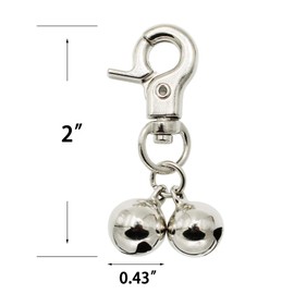 Bells for Dog Collars - 2 Pack Stainless Steel Bell Necklace for Dogs & Cat - Pet Pendant Accessories Training Collar Charm with Heavy Duty Snap Clips, Silver Christmas Gift