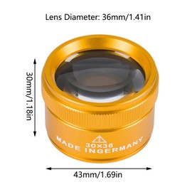 30X Jewellery Magnifying Glasses, Professional Pocket Magnifying Glass for Jewelry Stamp Coin Antiques Inspection, Black