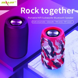 ZEALOT S32 Marine Camouflage TWS Bluetooth Portable Speaker Outdoor Waterproof Wireless Mini Column Box Speaker Support TF card FM Stereo 3D Hi-Fi