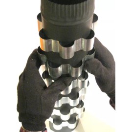 Tred-Not 4" dia stovepipe heat exchangers,  stove pipe stack snap-on heat radiators