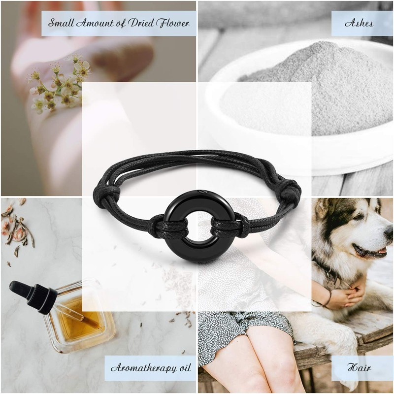 Sunligoo Urn Bracelet Leather Bracelet with Stainless Steel Memorial Ash