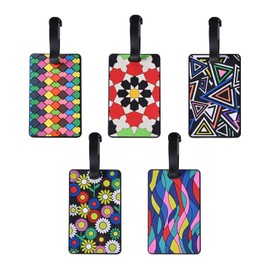 Pack of 5 Suitcase Tags, Suitcase Tags, Suitcase Travel Accessories, Beautiful Luggage Tags with Name Card, Travel Bag Tag, Handbag Bag, ID Labels