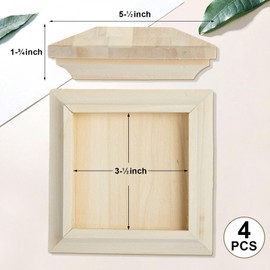 Sasylvia 4 Pcs 3.5" x 3.5" Wood Newel Post Cap Fence Post Cap for Topper Top Resistant Decking Caps for Outdoor Fences Decks and Mailboxes Cover