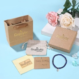 Geschenke für Frauen Zum 70 Geburtstag Lapislazuli Armband mit Sterling Silber Herzanhänger 70. Geburtstag Frau mit Karte und Geschenkbox