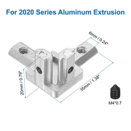 sourcing map 12Pcs 3-Way End Corner Brackets, Zinc Alloy Interior Corner Connectors with M4 Screws and Wrench for 2020 Series Aluminum Extrusion Profile, Silver Tone