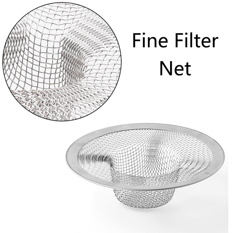Sink Drain Strainer, 2Pcs Stainless Steel Kitchen Sink Filter Mesh