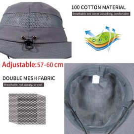 JAOAJ Men's Summer Hat Fishing Hat Fishing Hat Outdoor Safari Hat Foldable Hiking Hat Sun Hat UV Protection Camping Hat Garden Hat Boonie Bush Hat, lightgrey