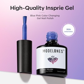 Modelones Color Changing Gel Nail Polish, 15 ML Pink Blue Mood Temperature Change Nail Polish Gel Soak Off Pink Nail Art DIY Salon Manicure Holiday Gift for Girls Women