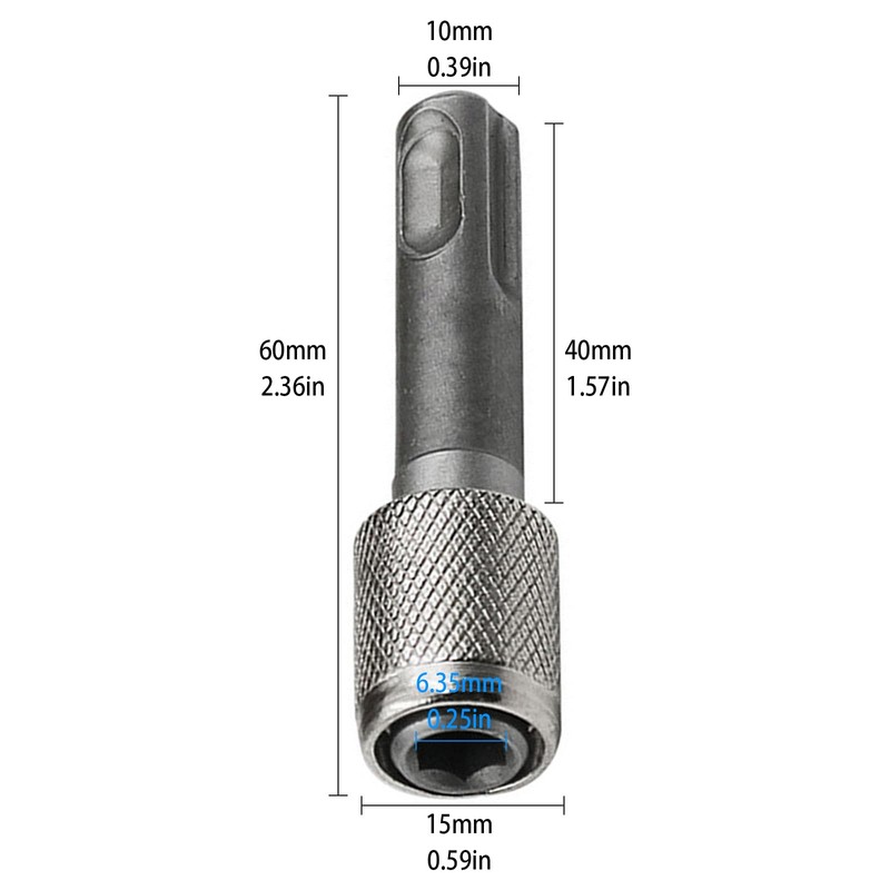 Pack of 2 6.35 mm (1/4 inch) SDS Plus Adapter