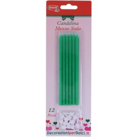 Candelina Mezzo Stelo Verde 12 Pz