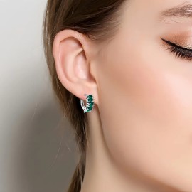 Pendientes De Aro Aretes S925 De Plata Con Circonitas Azule