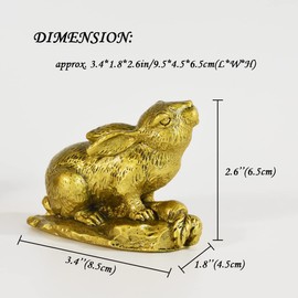 ILEWEI 2023 Fengshui Chinese Zodiac Sign Rabbit Statue New Year Easter Bunny Animal Wild Figurines Products Resin Hare Statues Table Art Home Decor Gift (Rabbit, Bronze)