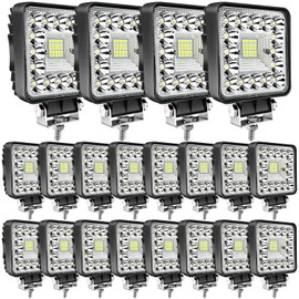 LED Tractor Work Lights MUVKQC 4 Inch 123W 12000lm Square Light Bar 12V 24V Cube LED Pod Lights Waterproof Off-Road Driving Fog Light for Car Boat ATV UTV RV Golf Cart Lawn Mower (20pc)