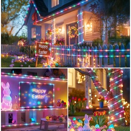 Brightown Rope Lights Outdoor, 66 FT 24 Color Changing String Lights with Remote, 200 LED String Lights Indoor Bedroom, Rope Light for Outside, Waterproof Christmas Lights for Outdoor Decoration