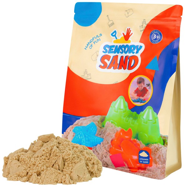 Sensory Sand 5 Pounds Natural Brown Bulk Refill Size for Boys and Girls for Indoor Play and Outdoor Playtime Excellent Sensory Activity for ADHD and Autism