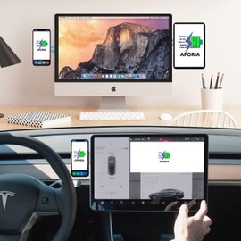 Aporia - Compatible with MagSafe iPhone +12 Side Mount Holder for Laptop Computer EV Monitor Extender Magnetic Arm for Dual Screen (Black - MagSafe)