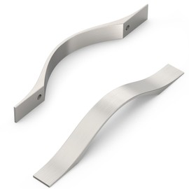 FURNIWARE Pack of 10 Brushed Nickel Kitchen Handles, D-Shape Drawer Pulls 96mm(3.8 Inch) Hole Center, Hardware Modern Kitchen Cabinet Door Handles, for Kitchen and Bathroom Cabinets Cupboard