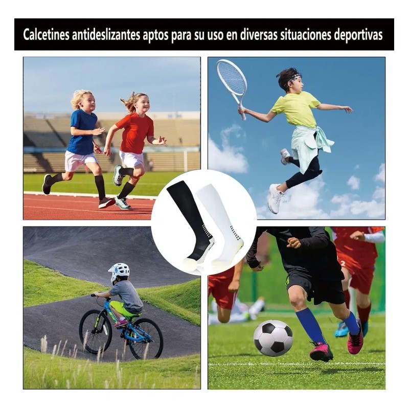 3 Calcetas Antiderrapantes Fútbol Niño Niña Media Deportiva