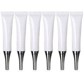 VASANA 6PCS 15ml/0.5oz Empty Eye Cream Squeeze Tubes White Plastic Soft Tubes Cosmetic Tube Bottle with Silver Cap Sample Container Dispenser for Eyecream Lip Balm Gloss DIY Beauty Tool