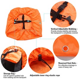 FANCYWING Rucksack Covers Waterproof Backpack Rain Cover 10-90L W/Reflective Strap Safety Pack Cover Rainproof High Visibility for Cycling Hiking, Camping, Hunting
