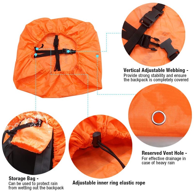 FANCYWING Rucksack Covers Waterproof Backpack Rain Cover 10-90L W/Reflective Strap