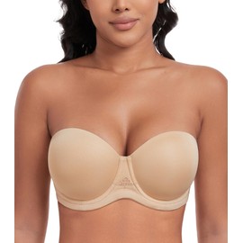 DotVol Women's Multiway Strapless Bra Full Figure Underwire Contour Beauty Back Plus Size Bra(38B, Beige)
