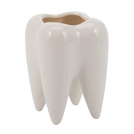 Dropfree Tooth Shape White Ceramic Flower Pot Modern Design Planter Teeth Model Mini Desktop Pot (without plants)