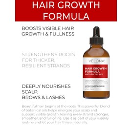 velona Hair Growth Formula - 4 oz | Castor, Amla, Jojoba, Argan, Rosemary, Peppermint, Tea Tree Oils, Vitamin E | Natural Mix with Organic Carrier and Essential Oils
