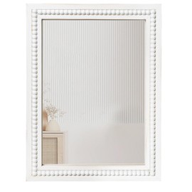 EMAISON Rustic Farmhouse Rectangle Wall Mirror with Wood Bead Frame - 12x16 Inches, Solid Wood Construction, Clear Glass, Perfect for Living Room, Bedroom, Entryway Decor, White