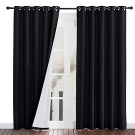 NICETOWN Dust Isolate Sound Barrier 100% Blackoutl Divider Curtains 84" Long, Non-Oily Particle, Noise, Cold & Cold Blocking Drapes Multiple Protection for Nursery/Daytime Sleep (Silver Grey, 2 PCs)