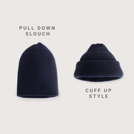 CHOK.LIDS Fisherman Beanie Short Knit Classic Cuff Skull Caps Outdoor Winter Stylish Trawler Sailor Beanies for Men Women (Midnight Blue)