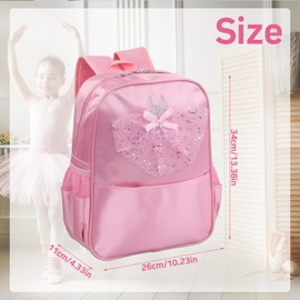 Anseom Girls Ballet Dance Bag Princess Ballet Dance Backpack Children's School Bag Small Duffel Bag, Toddler Student Backpack for Sports Dance Swimming Gymnastics Travel (Pink)