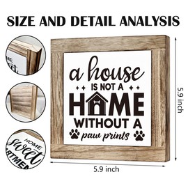 House Sign, Pet Home Decor Sign, Cat Decor, Wooden Box Signs for Home Decor, Farmhouse Decor for Front Door, Porch Decor, Rustic Desk Decor, A House is Not A Home Without Paw Prints Sign