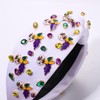 boderier Mardi Gras Headband Jester Feather Mask Jeweled Crystal Embellished