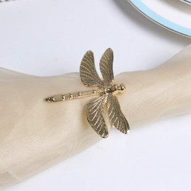 Dragonfly Napkin Rings Set of12 Dragonfly Serviette Holders for Wedding Holiday Banquet Home Table Decor (Dragonfly Gold Set of 12)