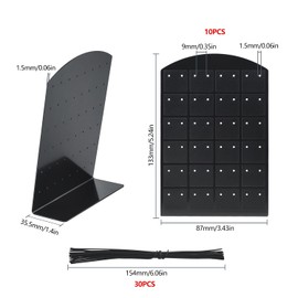 JINTANG Earring Holders, 48 Holes Stud Display Stand, L-shaped Earring Jewellery Display Plastic Display Stand, Earring Stand with 30 Pieces DIY Cable (Black)