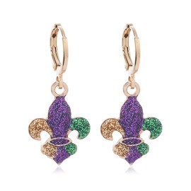 ONLYJUMP Mardi Gras Earrings For Women Glitter Mask Crown Earrings Unique Carnival Theme Mask Hat Lobster Modelling Earrings Parade Party Accessory Gifts (foolscap)