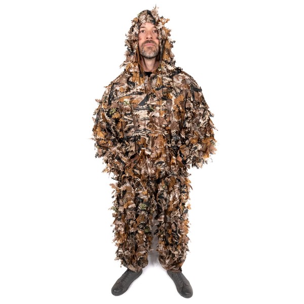 Arcturus 3D Ghillie Leaf Suit: Lightweight, Breathable Leafy Camo Suit for Hunting, Paintball, and Airsoft with Over 1,000 Laser-Cut Leaves (Fall Forest, ML)