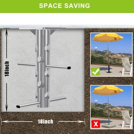 Lifeswell Universal In-Ground Umbrella Base, Rust-Resistant Steel Concrete Holder, Space-Saving Design for Outdoor Offset Cantilever Upright Umbrella Stand
